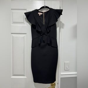 Ted Baker Black Ruffle Midi Dress